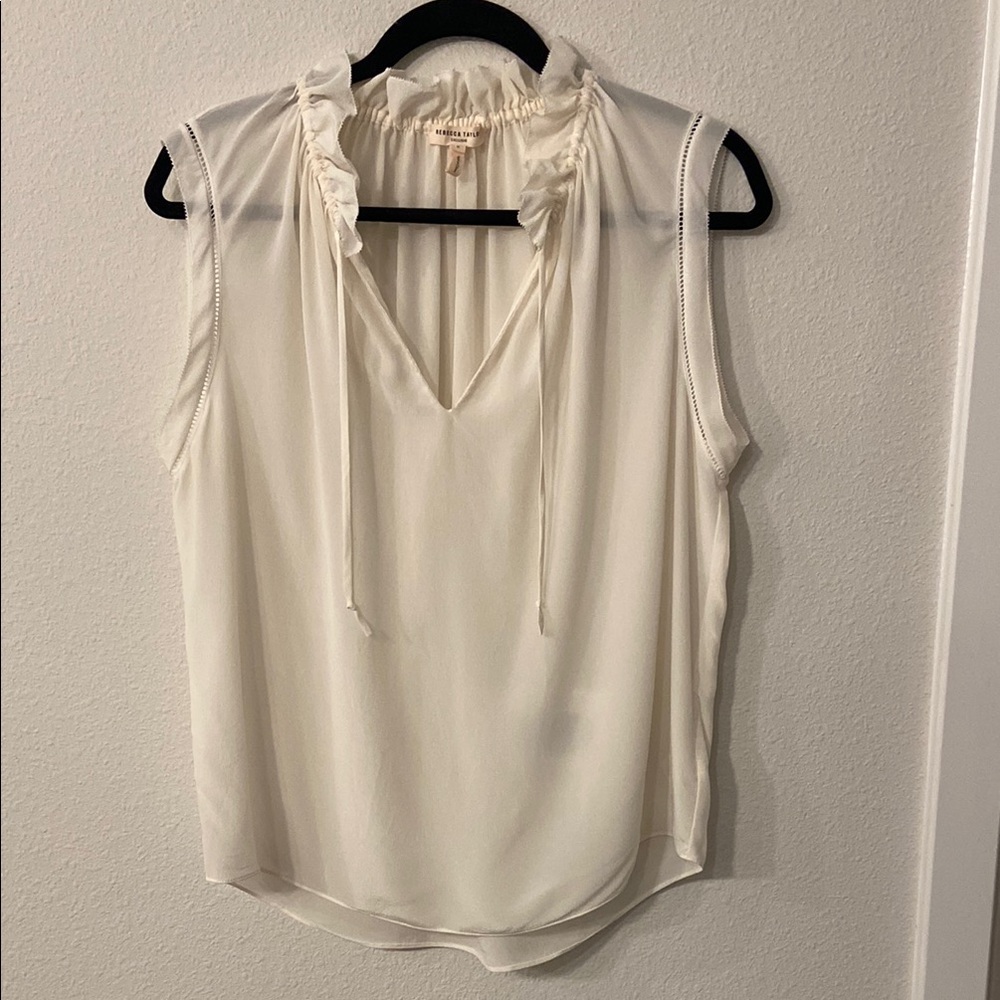 Rebecca Taylor Cream Ruffled Tie Front Blouse
